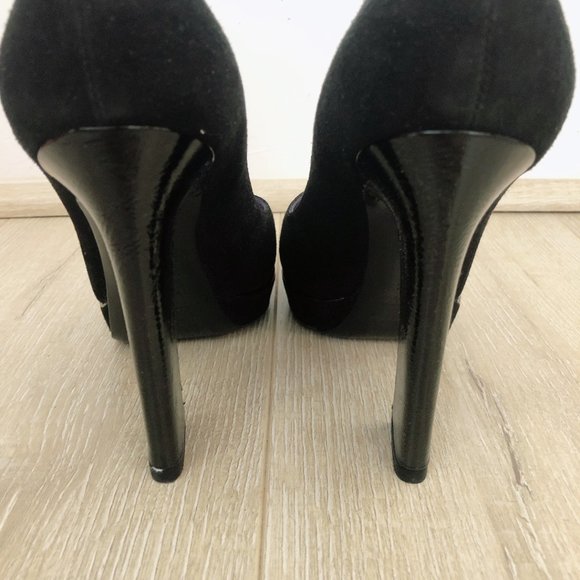 SERGIO ROSSI Black Suede Patent Leather Pumps 38.5 - Picture 6 of 12